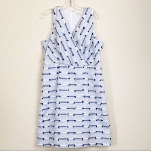 Shoshanna Blue and White Stitched Pattern Dress